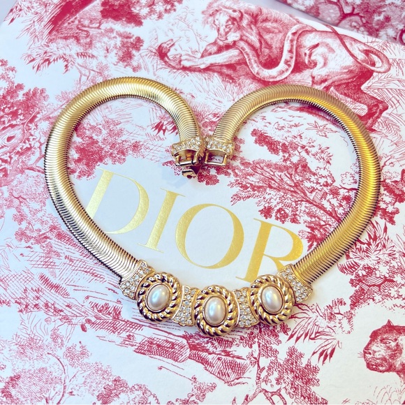 DIOR “Opulent Trinity” Choker Gold Plated Necklace by Christian Dior Authentic - Picture 6 of 15